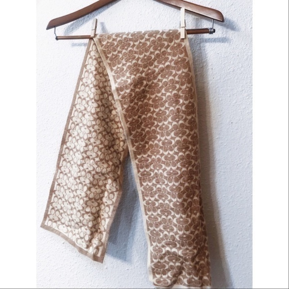 Coach reversible metallic monogram wool scarf